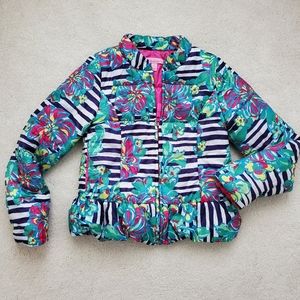 Lilly Pulitzer Mini Kate Puffer Jacket in Paradisio Resort White szXL (12-14)